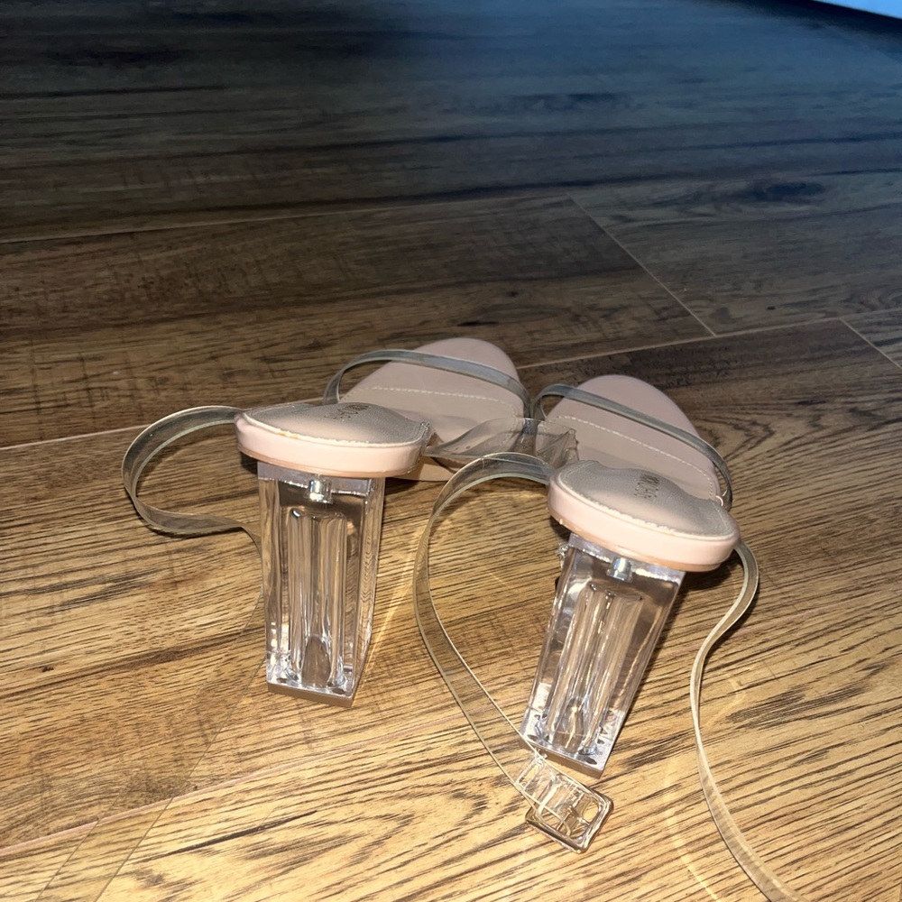 Fashion Nova Cream Stiletto Heels with Transparent Strap - Picture 2 of 2